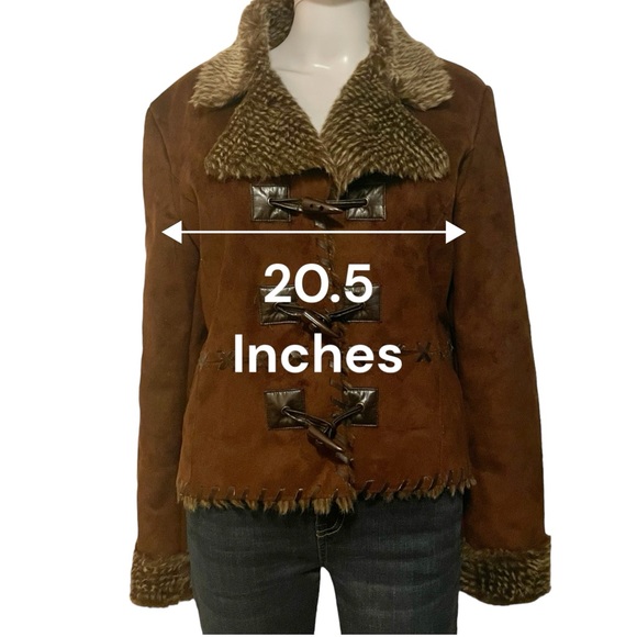 True Grit Faux Suede Fur Trim Jacket Size Large - Picture 4 of 9